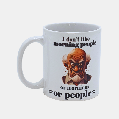 Bedrukte keramische mok met unieke print Chagrijnige man met Quote, 330 ml, sublimatie