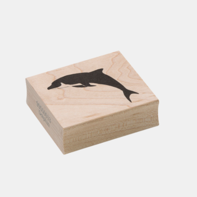 Houten stempel met een sierlijke Dolfijn, geschikt voor creatieve en magische Encaustic Art projecten