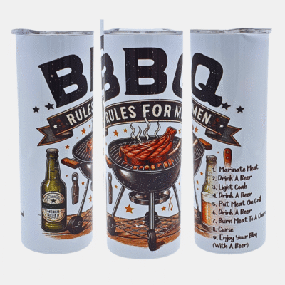 Stijlvolle bedrukte Tumbler 20 oz met BBQ en Quote Rules For Men design