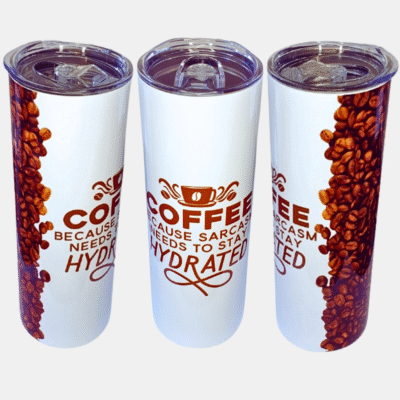 Bedrukte 20 oz Tumbler met Coffee Design en quote