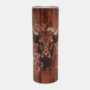 Bedrukte Tumbler met Schotse Hooglander design met houtnerf achtergrond - Enjoykado