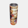 Bedrukte Tumbler 20 oz Vlinder met bloemen op bladmuziek-Enjoykado Duurzaam bedrukte 20 oz Tumbler met Vlinder en bloemen op bladmuziek design met transparante deksel
