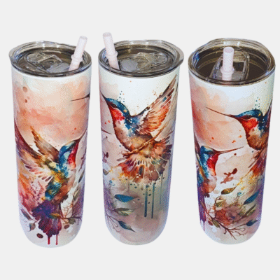 Duurzaam bedrukte 20 oz Tumbler met IJsvogel design met transparante deksel