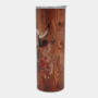 Bedrukte 20 oz Tumbler met Schotse Hooglander design met houtnerf achtergrond, BPA vrij met deksel - Enjoykado
