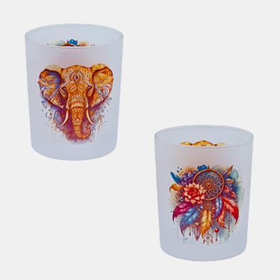Waxinelichthouder Olifant en Droomvanger, bedrukt in Frozen-stijl