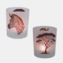 Waxinelichthouder Safari design met Zebra en Boom, bedrukt in Frozen-stijl