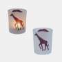 Bedrukte waxinelichthouder Safari design met Giraffe, bedrukt in Frozen-stijl