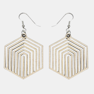 Oorbel met kubus en diepte-effect, modern optisch design