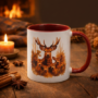 Bedrukte Keramische mok met Hert en kalfjes voor koffie en thee