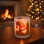 Waxinelichthouder Frozen glas bedrukt met Kerst Gnoom met kerstboom