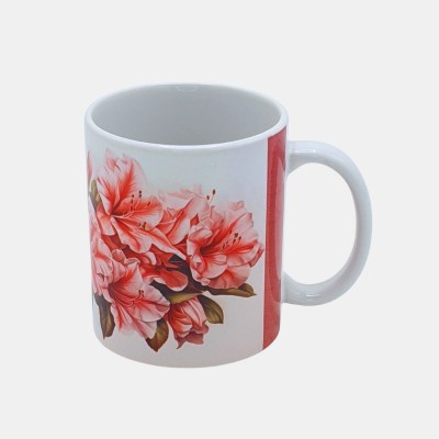 Bedrukte keramische mok met unieke print van roze Lelies, 330 ml, sublimatie