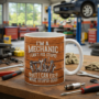 Bedrukte keramische mok met unieke print met gereedschap en quote I'm A Mechanic , 330 ml, sublimatie