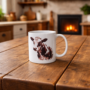 Bedrukte keramische mok met unieke print van zwart witte koe, 330 ml, sublimatie