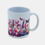 Bedrukte keramische mok met unieke print van een bloemen rand met vlinder, 330 ml, sublimatie