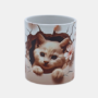 Bedrukte Mok met poezenkopje dat uit een muur komt, 330 ml | Vaatwasmachine bestendig & Cadeau