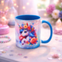 Bedrukte keramische mok met unieke print met een Magische Eenhoorn, 330 ml, sublimatie
