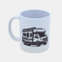 Bedrukte keramische mok met unieke print met camper zwart, 330 ml, sublimatie
