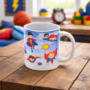 Bedrukte keramische mok met unieke print van kleine supermannetjes 330 ml, sublimatie