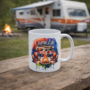 Bedrukte keramische mok met unieke print van een fleurige camper, 330 ml, sublimatie