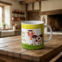 Bedrukte keramische mok met unieke print Vrolijke Koe met Quote, 330 ml, sublimatie