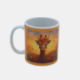 Bedrukte keramische mok met unieke print met Giraffe met ondergaande zon rondom bedrukt, 330 ml, sublimatie