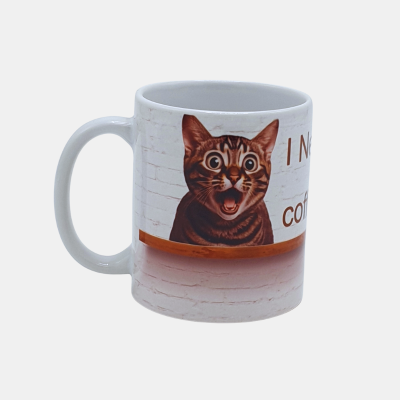Bedrukte keramische mok met unieke print Kat en Muis met Quote, 330 ml, sublimatie
