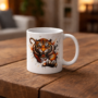 Bedrukte keramische mok met unieke print van een Tijger in een huiselijke setting, 330 ml, sublimatie