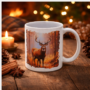 Bedrukte keramische mok met unieke print met Hert in het bos, 330 ml, sublimatie