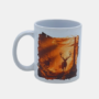 Bedrukte keramische mok met unieke print Hert met zonsondergang, 330 ml, sublimatie