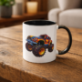 Bedrukte keramische mok met unieke print Monster Truck, 330 ml, sublimatie