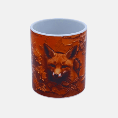 Bedrukte keramische mok met unieke print Vosje met bloemen 2, 330 ml, sublimatie