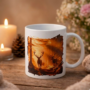 Bedrukte keramische mok met unieke print van een Hert met zonsondergang, 330 ml, sublimatie