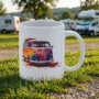 Bedrukte keramische mok met unieke print van een kleurrijke VW Bus, 330 ml, sublimatie