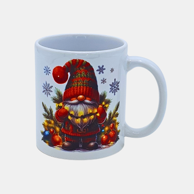 Bedrukte keramische mok met unieke print van Kerst Gnoom, 330 ml, sublimatie