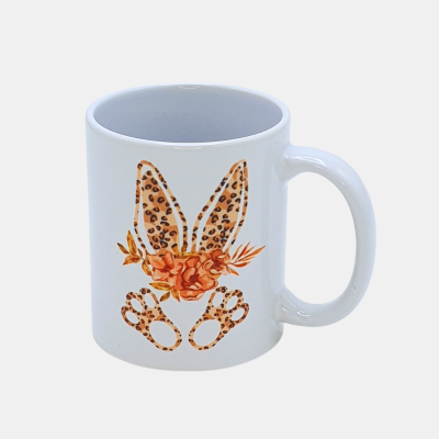 Bedrukte keramische mok met unieke print van een Paashaas, 330 ml, sublimatie
