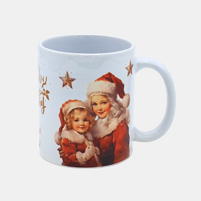 Bedrukte keramische mok met unieke nostalgische Kerst print, 330 ml, sublimatie