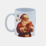 Bedrukte keramische mok met unieke nostalgische print met kinderen en Kerstman, 330 ml, sublimatie