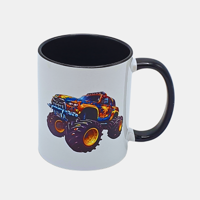 Bedrukte keramische mok met unieke print Monster truck, 330 ml, sublimatie