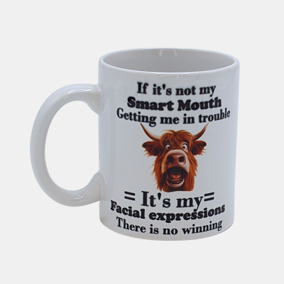 Bedrukte keramische mok met unieke print met Koe en Quote, 330 ml, sublimatie