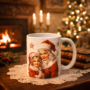 Bedrukte keramische mok met unieke print nostalgische Kerst mok , 330 ml, sublimatie